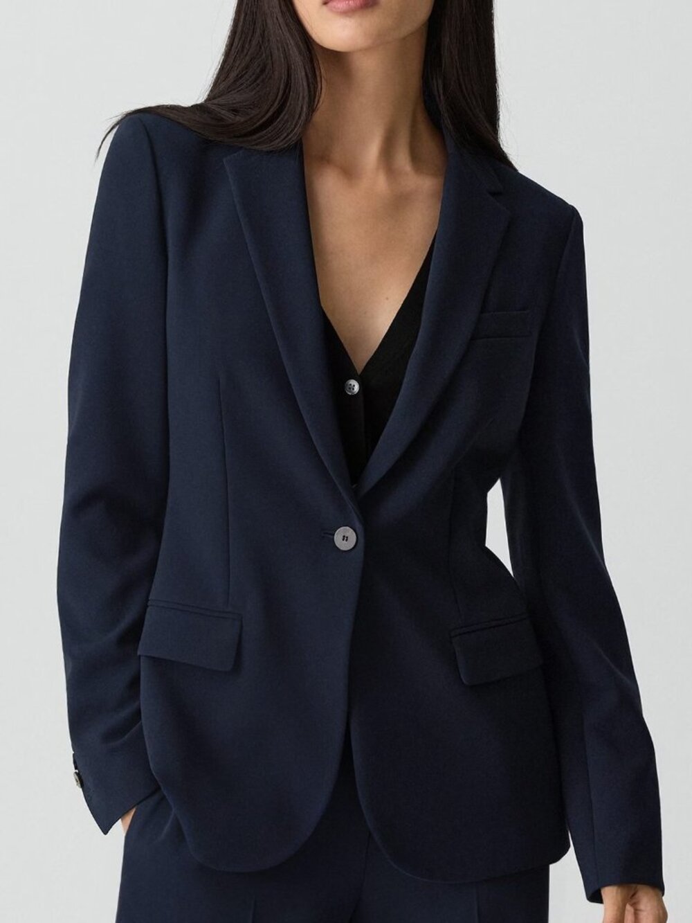 NWT Theory Staple Slim-fitting Single Button Blazer in Admiral Crepe, Deep Navy